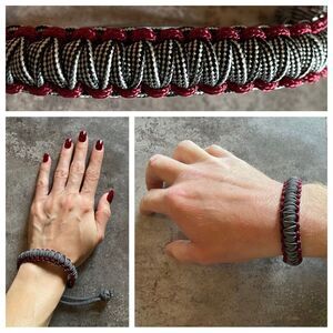 Paracord Bracelet NEW Unisex Maroon Silver Black Handmade USA